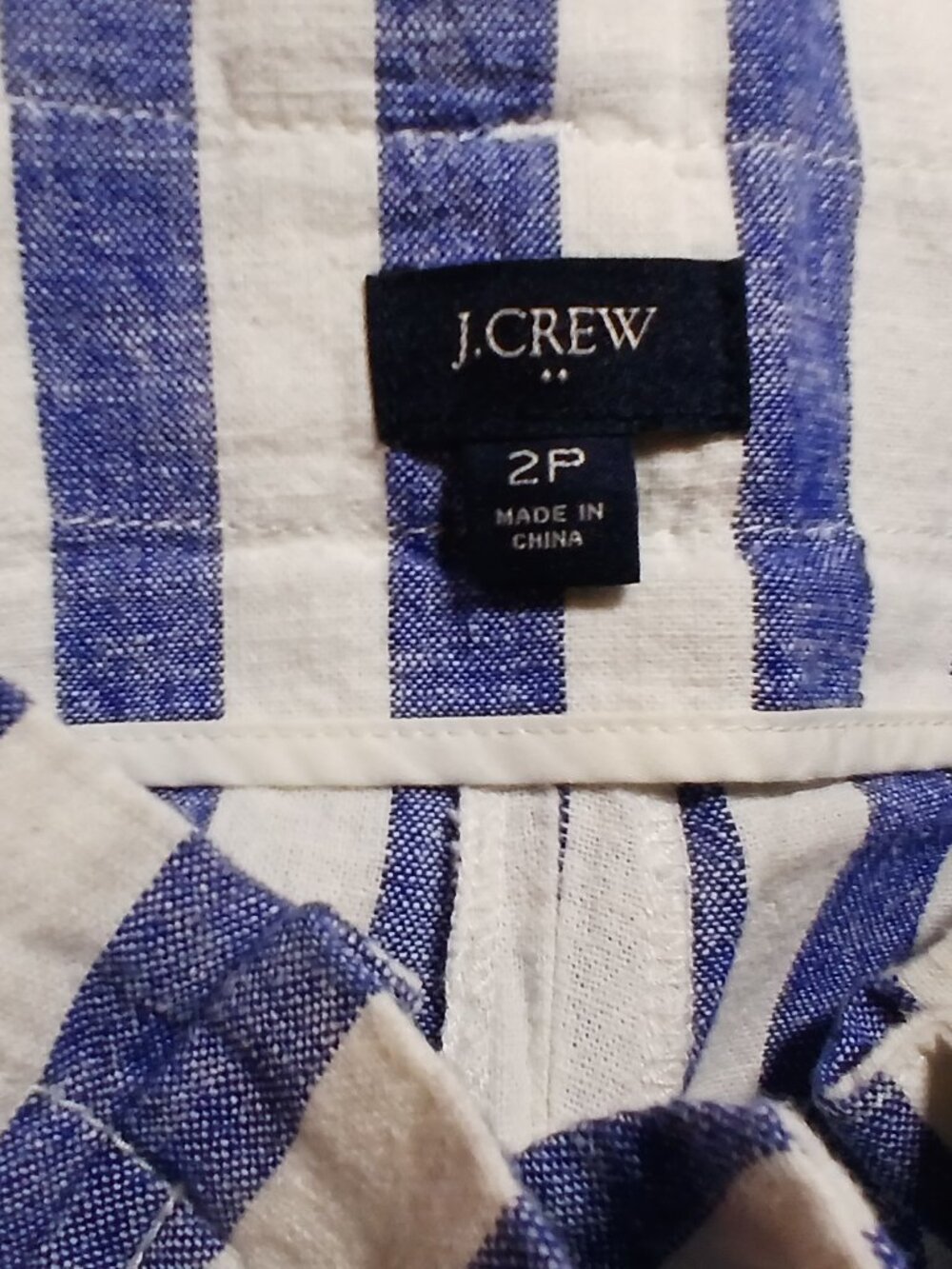 J. CREW Blue & White Linen Stripe Crop Paperbag Waist with Tie Pants - EUC - Picture 8 of 13